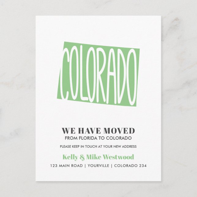 COLORADO We've moved New address New Home Postcard (Front)
