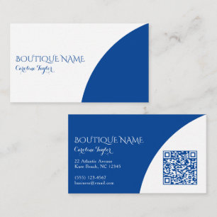 Colorblock Boutique Blue QR Code Business Card