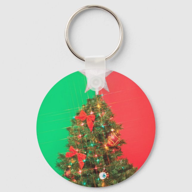 colorblock christmas tree key ring (Front)