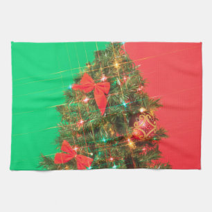 colorblock christmas tree tea towel