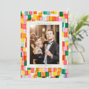 Colorblock Confetti Cheerful Modern New Year Holiday Card