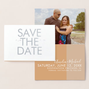 Colorblock Hearts Save the Date Photo Card