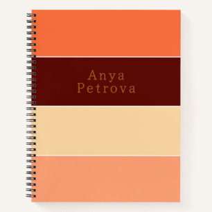 Colorblock Horizontal Stripe Orange & Peach Notebook