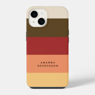 Colorblock Horizontal Stripe Personalised Name iPhone 14 Case