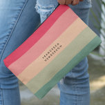 Colorblock Horizontal Stripe Pink & Green Monogram Accessory Pouch<br><div class="desc">A stylish colorblock design with 5 horizontal stripes in shades of pink,  peach and green in a modern mininmalist design style. The text can easily be customised with your name or title for the perfectly personalised gift or accessory.</div>