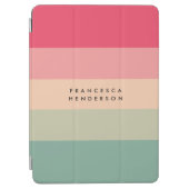 Colorblock Horizontal Stripe Pink & Green Monogram iPad Air Cover (Front)