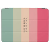 Colorblock Horizontal Stripe Pink & Green Monogram iPad Air Cover (Horizontal)
