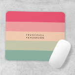 Colorblock Horizontal Stripe Pink & Green Monogram Mouse Pad<br><div class="desc">A stylish colorblock mousepad with 5 horizontal stripes in shades of pink,  peach and green in a modern mininmalist design style. The text can easily be customised with your name or title for the perfectly personalised gift or accessory.</div>