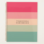 Colorblock Horizontal Stripe Pink & Green Monogram Planner<br><div class="desc">A stylish colorblock planner with 5 horizontal stripes in shades of pink,  peach and green in a modern mininmalist design style. The text can easily be customised with your name or title for the perfectly personalised gift or accessory.</div>
