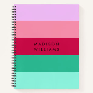 Colorblock Horizontal Stripe Viva Magenta Spring  Notebook