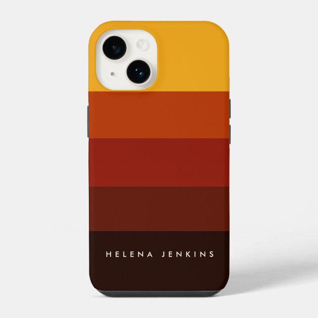 Colorblock Horizontal Striped Colourful Monogram iPhone Case (Back)