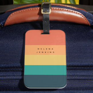 Colorblock Horizontal Striped Colourful Monogram Luggage Tag