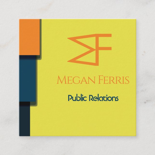 Colorblock Modern Square Business Card (Front)