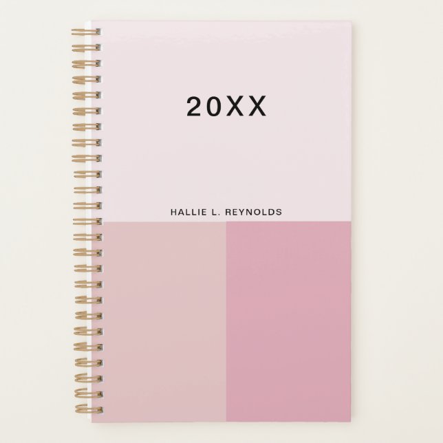 Colorblock Monogram Blush Pastel Pale Pink Planner (Front)