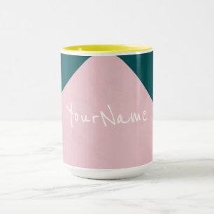 Colorblock Pink and Peacock Blue Retro Mug