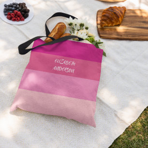 Colorblock Pink Horizontal Stripe Tote Bag
