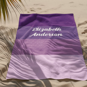 Colorblock Purple Horizontal Stripe Beach Towel