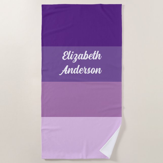 Colorblock Purple Horizontal Stripe Beach Towel (Front)