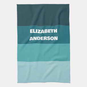 Colorblock Teal Horizontal Stripe Tea Towel