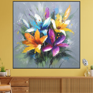 Colorburst Lily Bouquet Abstract Art Canvas Print