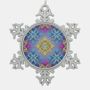 Colorburst Snowflakes — Modern Christmas Design Snowflake Pewter Christmas Ornament