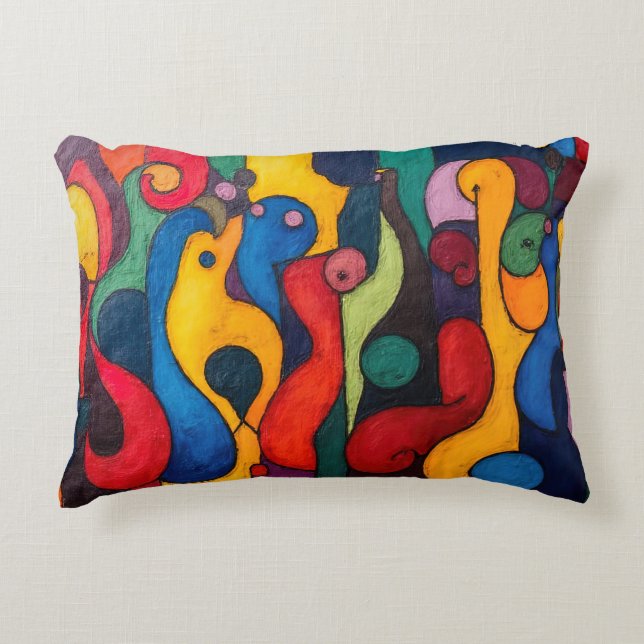 Colorcube 2 Colourful Cubism Accent Pillow (Front)
