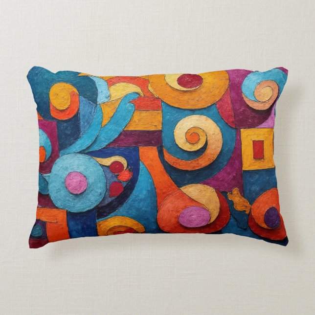 Colorcube 4 Colourful Cubism Accent Pillow (Front)