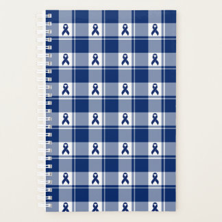 Colorectal Cancer Awareness Plaid Planner, Blue Planner