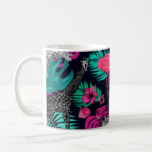 colored african background, giraffe, leopard, tige coffee mug