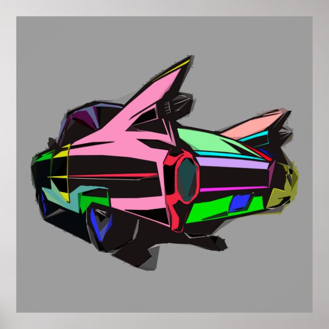 Colored cadillac poster (Front)