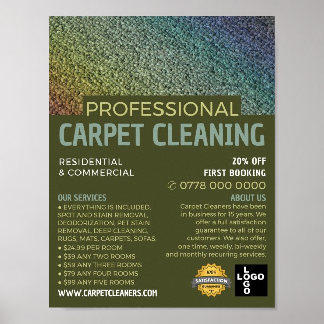 Colored Carpet, Carpet Cleaner, Cleaning Service Poster (Front)
