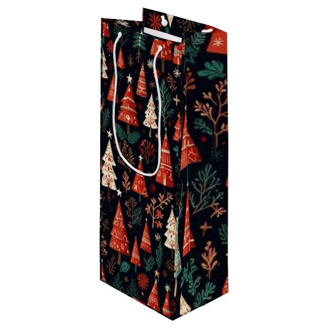 Colored Christmas trees Wine Gift Bag (Front Angled)