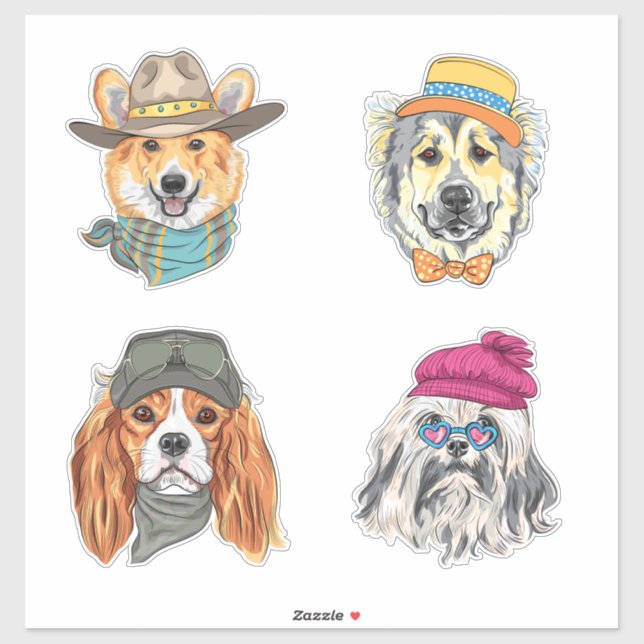 Colored dogs Sticker Large, versatile (Sheet)