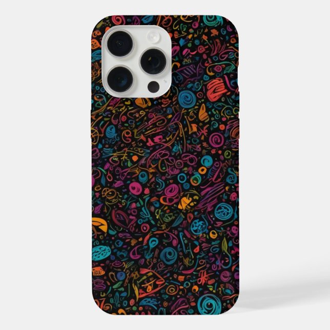Colored Doodles iphone 15 pro max case (Back)