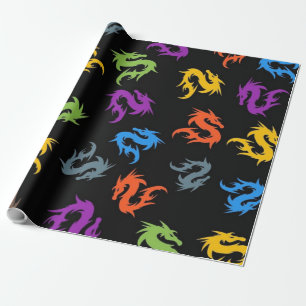 COLORED DRAGONS WRAPPING PAPER