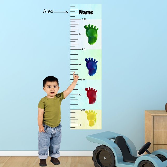 Colored Feet Pastel Growth Chart Add Child's Name (Colored Feet Pastel Growth Chart Add Child's Name)