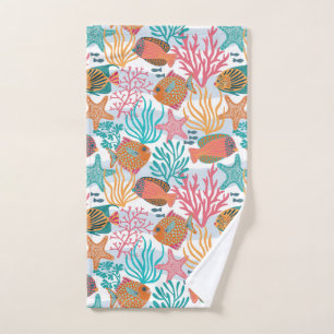 Colored fish underwater hand towel