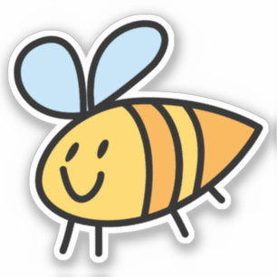 Colored Hand Drawn Bee Custom-Cut Vinyl Sticker