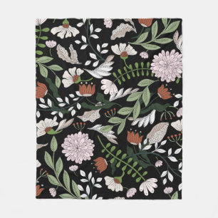 Colored hand painted seamless pattern with flowers fleece blanket