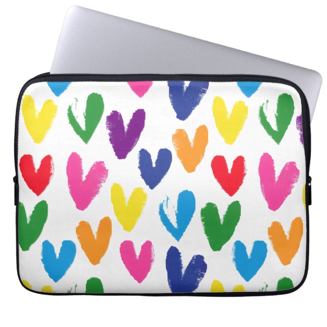 Colored Hearts Laptop Sleeve (Front)
