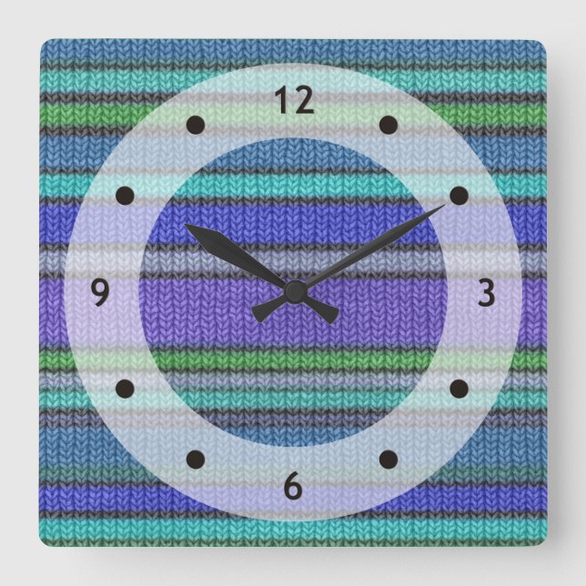 Colored knitting Stripes seamless pattern 2 Square Wall Clock (Front)