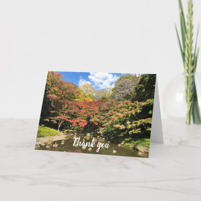 Colored Maple Trees by Pond Card (Front)