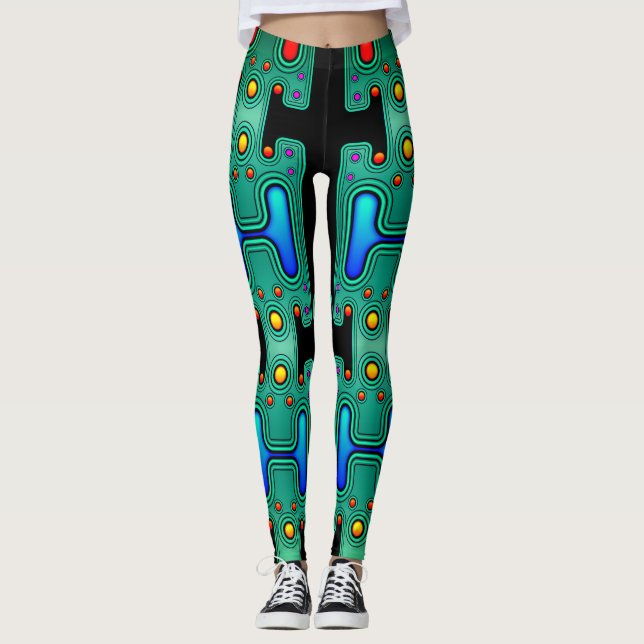 Colored Mechanical Android Futuristic Robot Leggings (Front)