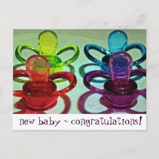 Colored Pacifiers Announcement Postcard