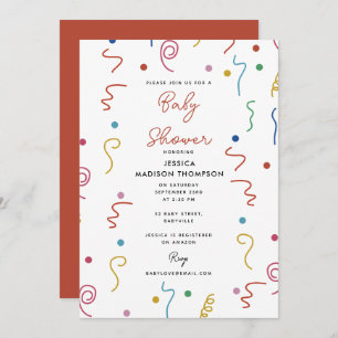 Colored Party Confetti Baby Shower Invitation