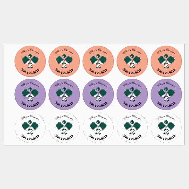 Colored Personalized Pickleball Paddle Butt Name (Sheet)