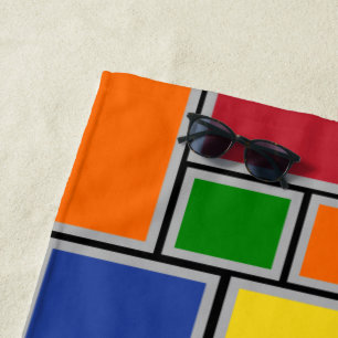 Colored Rectangles  Beach Towel