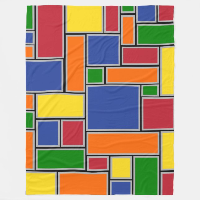 Colored Rectangles  Fleece Blanket (Front)