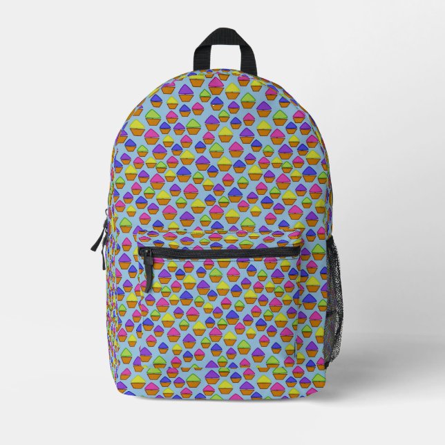 Colored sailing boats printed backpack (Front)