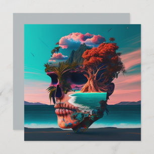 Colored skull head card